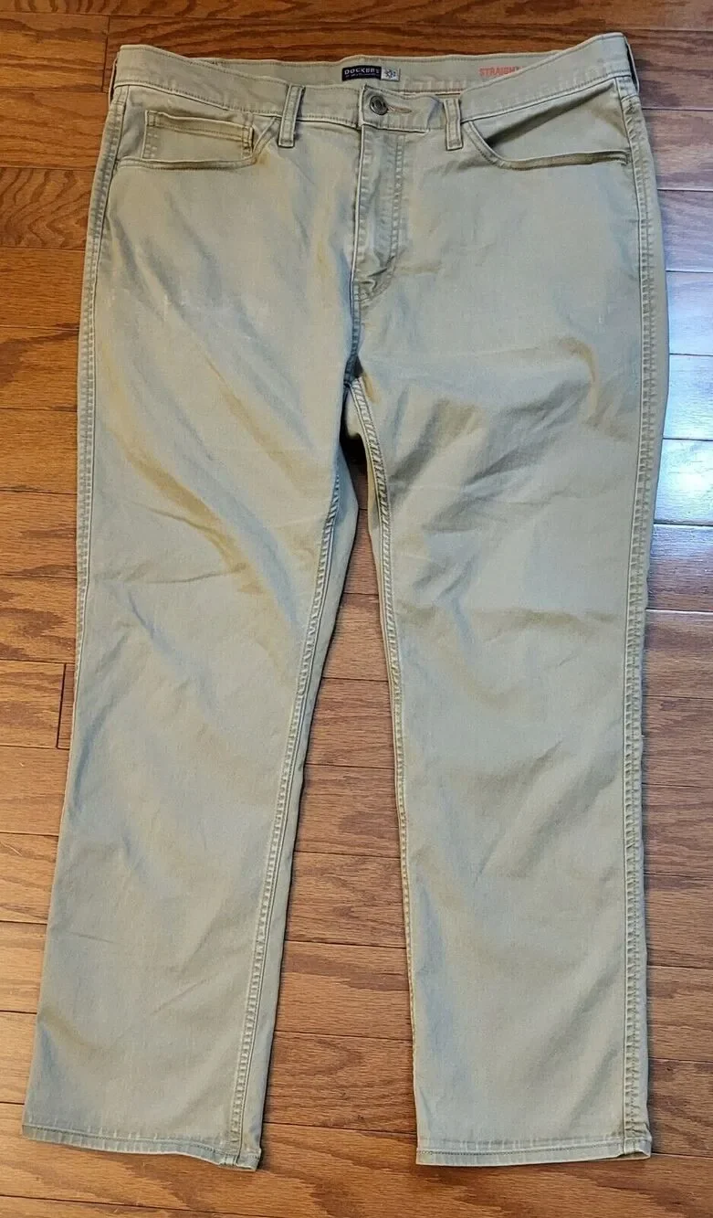 Dockers Khaki Pants Men Straight Fit 36 x 28 Cotton Twill